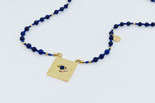 Cargar imagen en el visor de la galería, Collar Boho de nuditos Franciscanos y Piedra Lapislazuli con dije frontal