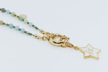 Cargar imagen en el visor de la galería, Collar Boho de nuditos Franciscanos y Piedra Amazonita con broche y dije frontal
