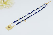 Cargar imagen en el visor de la galería, Collar Boho de nuditos Franciscanos y Piedra Lapislazuli con dije frontal
